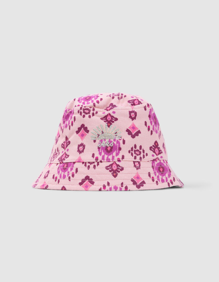 Rosa Mädchen-Sonnenhut mit Maxi-Ethno-Print-2