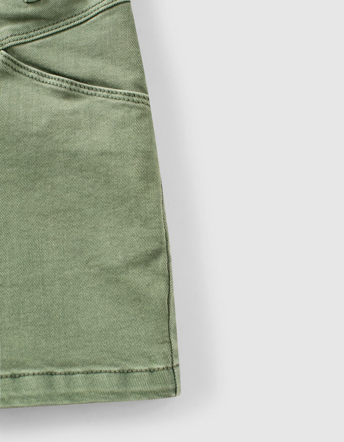 Girls’ worn khaki zipped high-waist denim shorts - IKKS