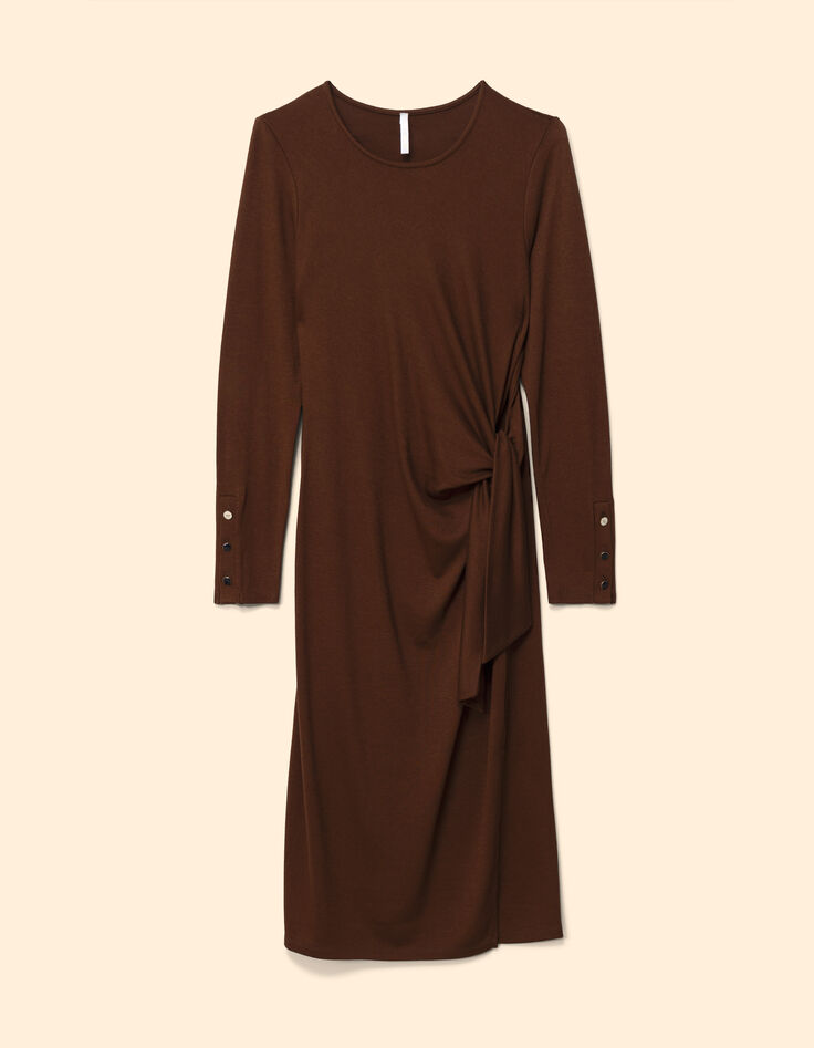 Robe tube longue marron &agrave; nouer c&ocirc;t&eacute; I.Code-7