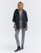 Women’s black cape-style leather jacket with hood-8