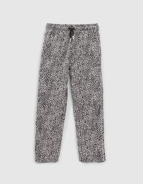 Schwarze Mädchenhose aus LENZING™ ECOVERO™ mit Grafikprint