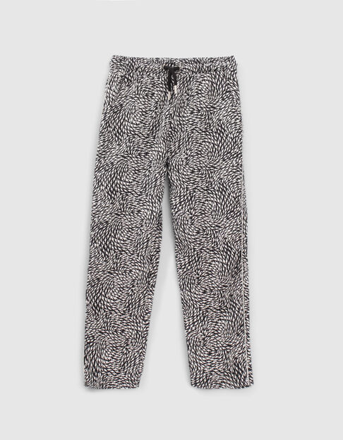 Girls’ black flowing LENZING™ ECOVERO™ graphic print trousers