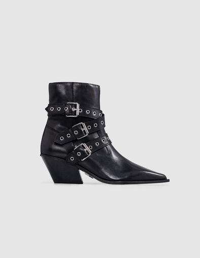 Botines Santiags cuero negro ojales Line 111 para Mujer - IKKS