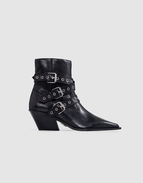 Santiags boots black leather eyelets Line 111 Women - IKKS