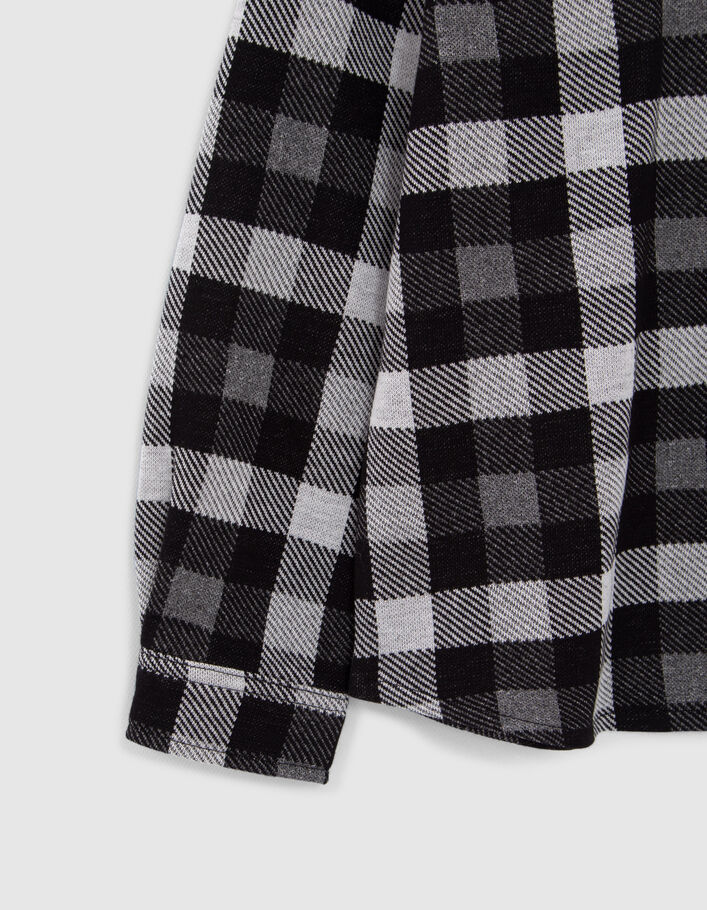 Boys' black check shirt with detachable hood-7