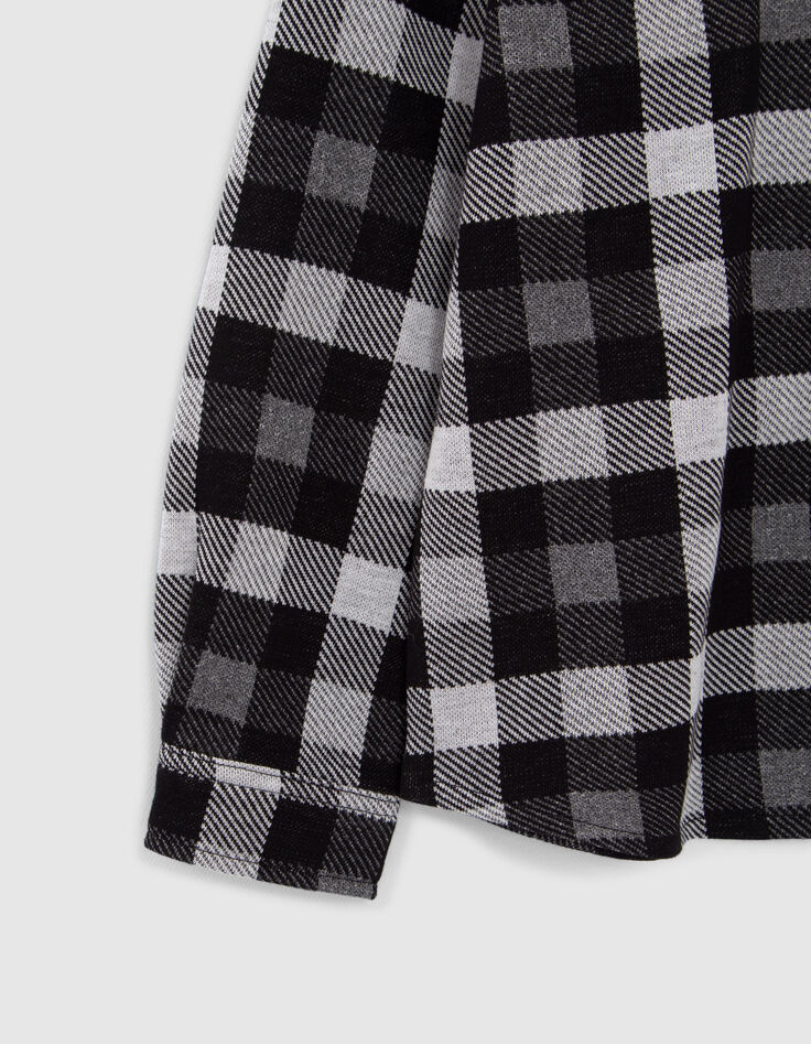 Chemise noire &agrave; carreaux capuche amovible gar&ccedil;on-5