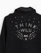 Schwarze Mädchen-Bikerstrickjacke Think Wild-2