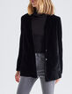 Veste en velours noir recyclé doublure léopard Femme-2