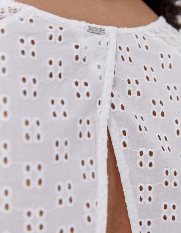 Gebroken witte jurk broderie anglaise dames-5
