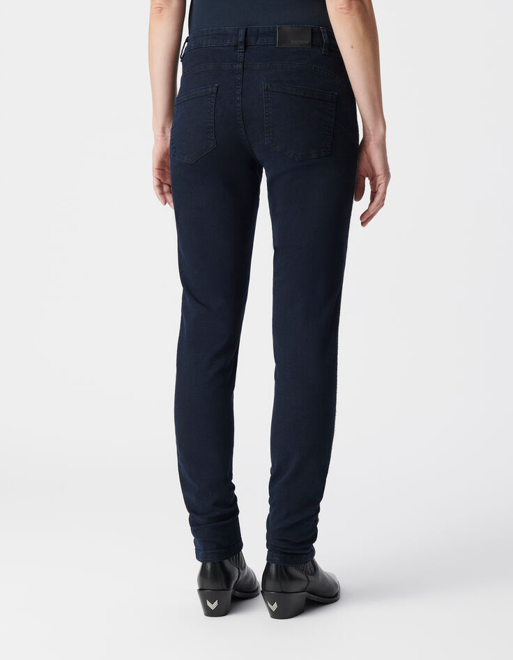 Dames slim blue black chain back jeans-3