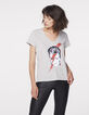 T-shirt katoen-modal opdruk Bowie Stardust, V-hals, dames-3