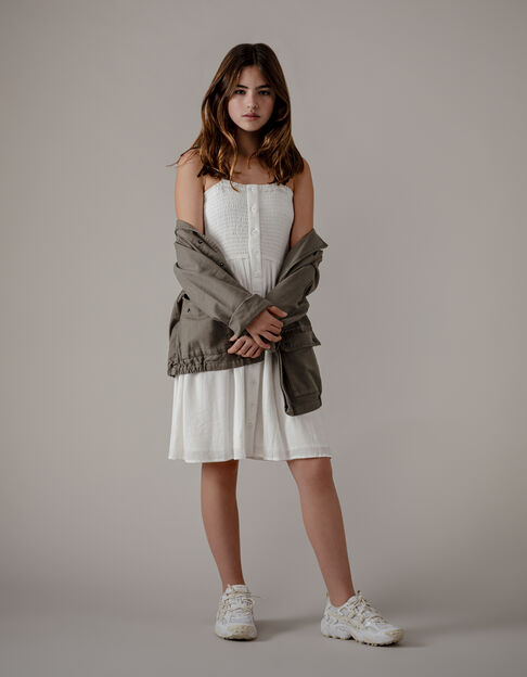 Vestido tirantes finos beige smocks niña - IKKS