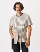 Camiseta gris a rayas de manga corta para hombre-1