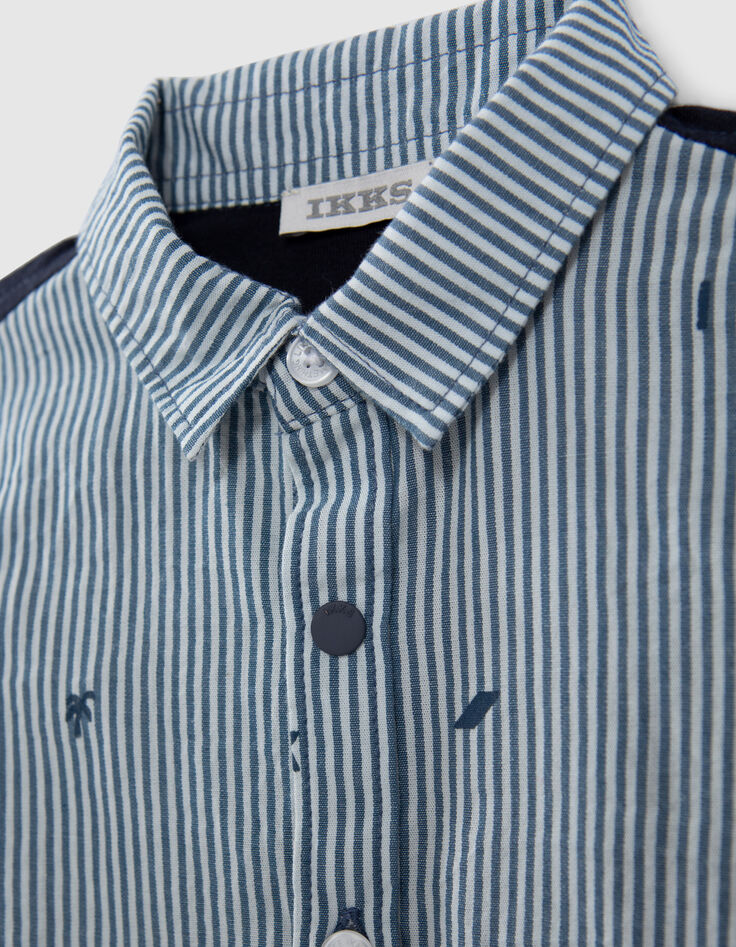 Chemise bi-mati&egrave;re rayures et motifs &eacute;t&eacute; b&eacute;b&eacute; gar&ccedil;on-5