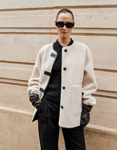 Women&rsquo;s black and ecru sherpa reversible coat - IKKS
