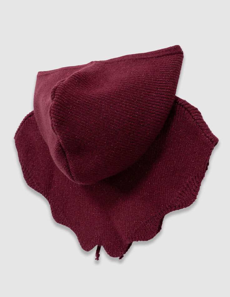 Girls’ pink glittery knit cowl with bow decor-6