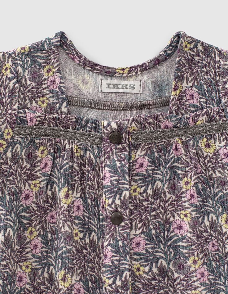 Blouse parme Ecovero® à imprimé végétal bébé fille-2