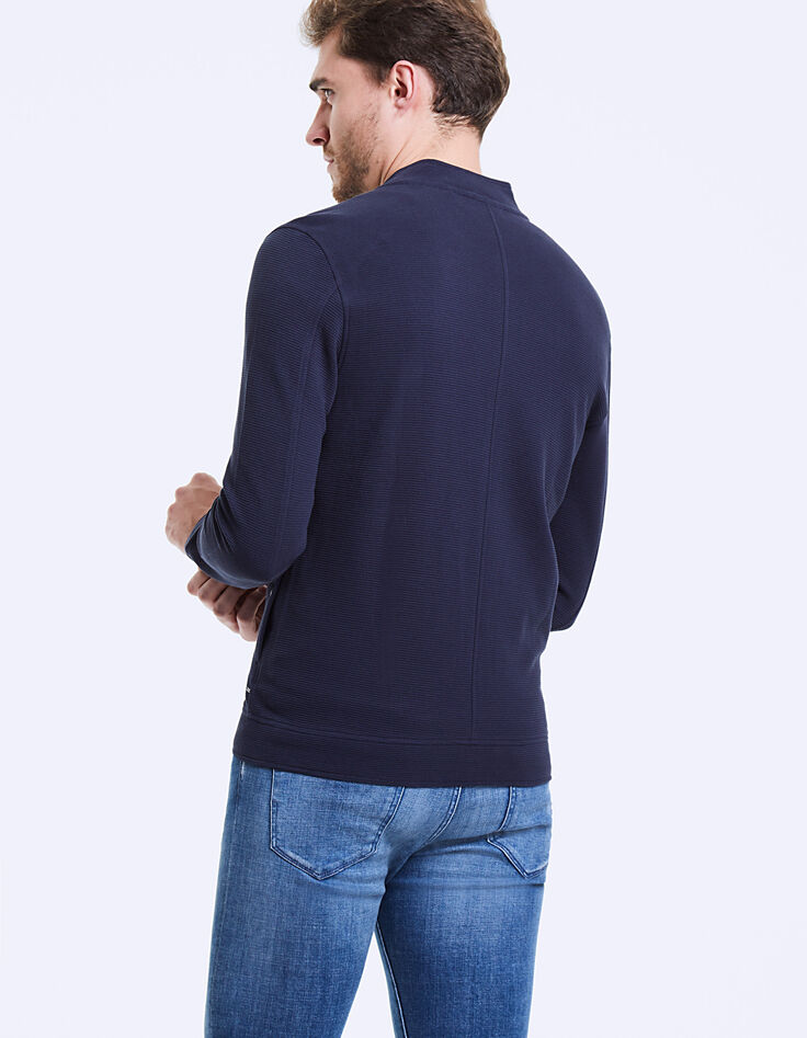 Cardigan marine &agrave; c&ocirc;tes Ottoman Homme-4