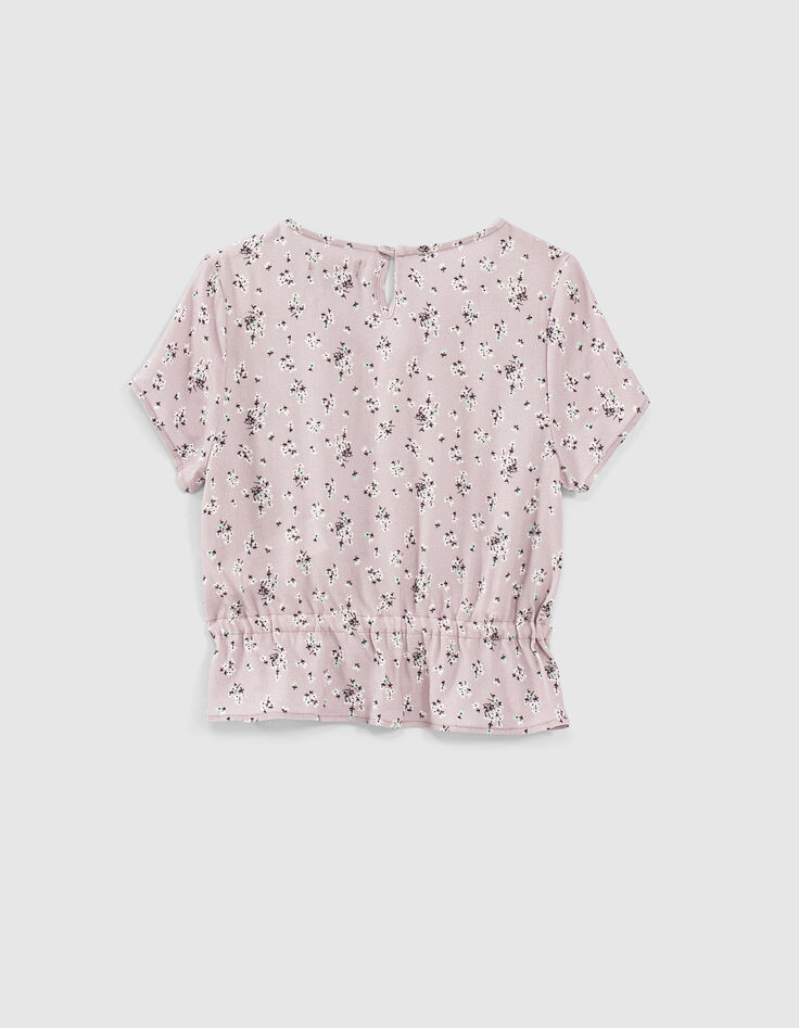 Girls’ violet micro-flower print cropped blouse-3 Girls’ violet micro-flower print cropped blouse-3