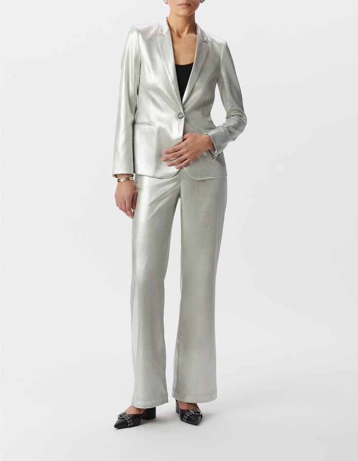 Damen Silber beschichtete Anzugjacke-1