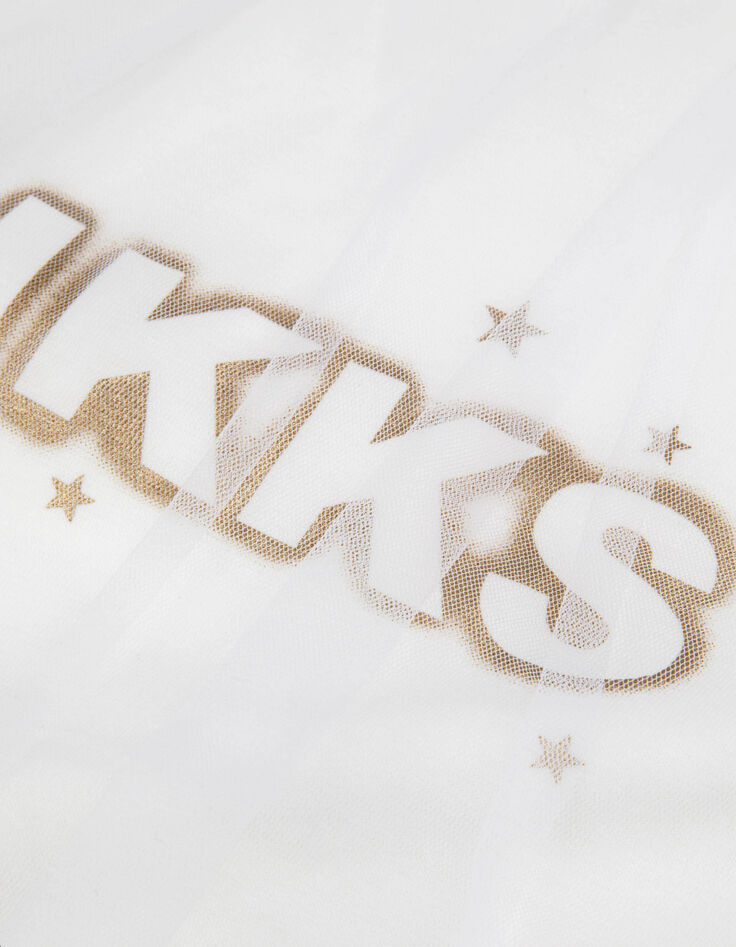 Wei&szlig;es Bi-Material-T-Shirt mit T&uuml;ll-Oberteil M&auml;dchen-2