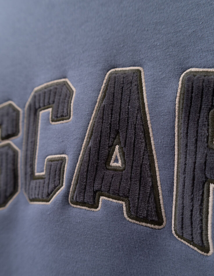 Boys’ blue sweatshirt, corduroy embroidered slogan-7 Boys’ blue sweatshirt, corduroy embroidered slogan-7