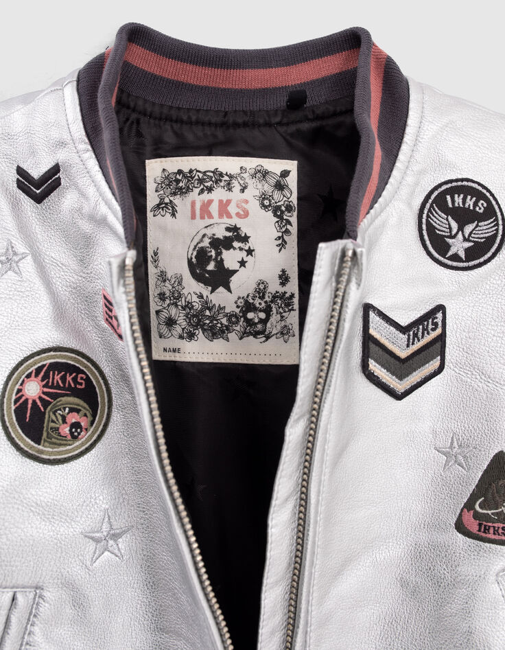 Zilver bomber badges en gestreepte ribboorden meisjes-5