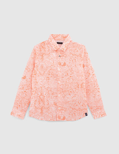 Oranje overhemd Liberty® stof plantenmotief jongens - IKKS