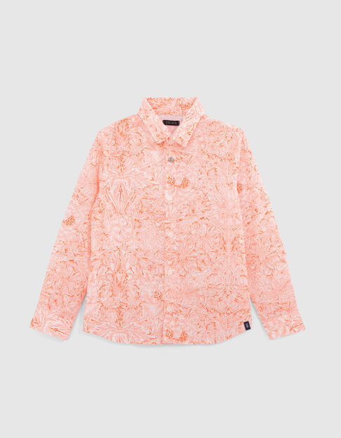 Oranje overhemd Liberty® stof plantenmotief jongens - IKKS