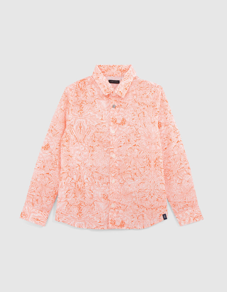Oranje overhemd Liberty® stof plantenmotief jongens-1