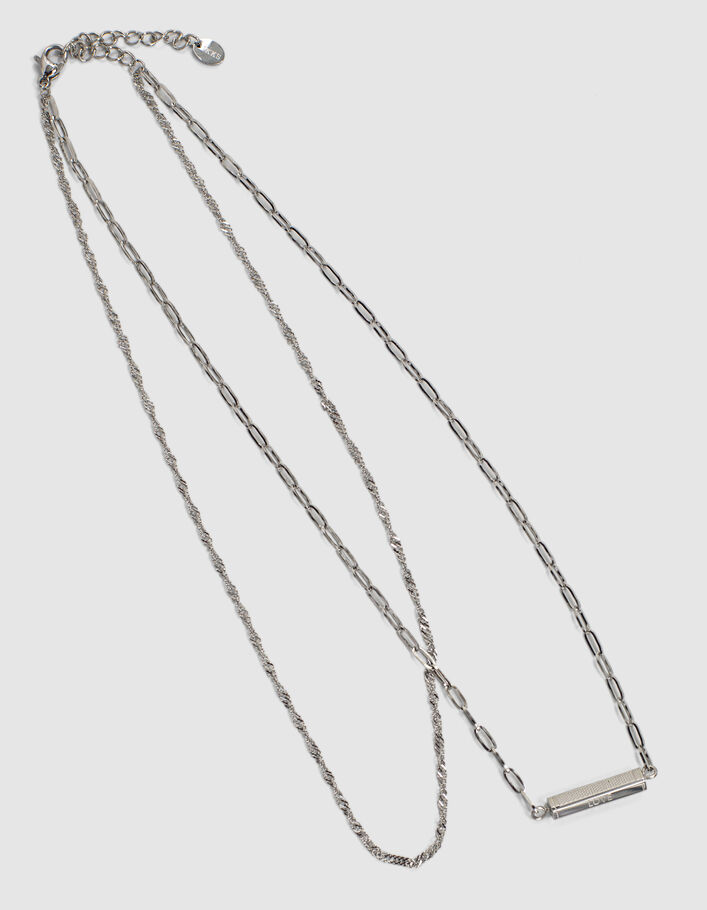 Women’s double chain necklace with IKKS talisman pendant - IKKS