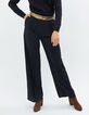 Pantalón negro ancho con pliegues y cinturón dorado I.Code-2