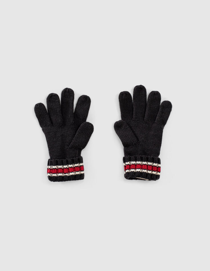 Boys’ dark navy striped knit gloves-3