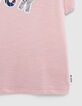 Camiseta rosa algodón orgánico mensaje goma wax niña-4