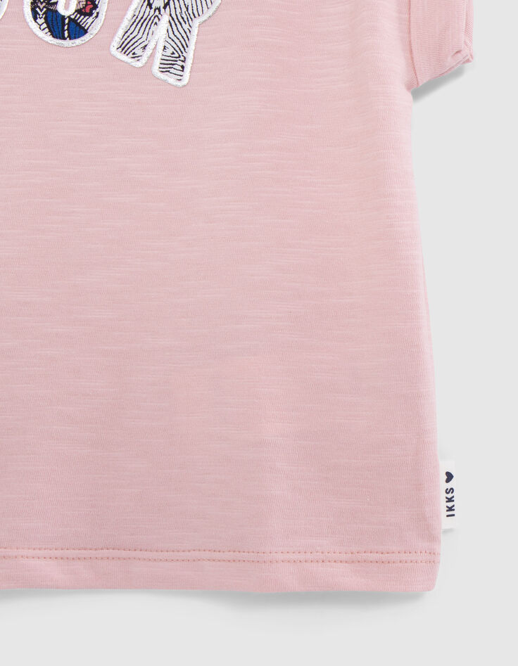 Camiseta rosa algodón orgánico mensaje goma wax niña-4