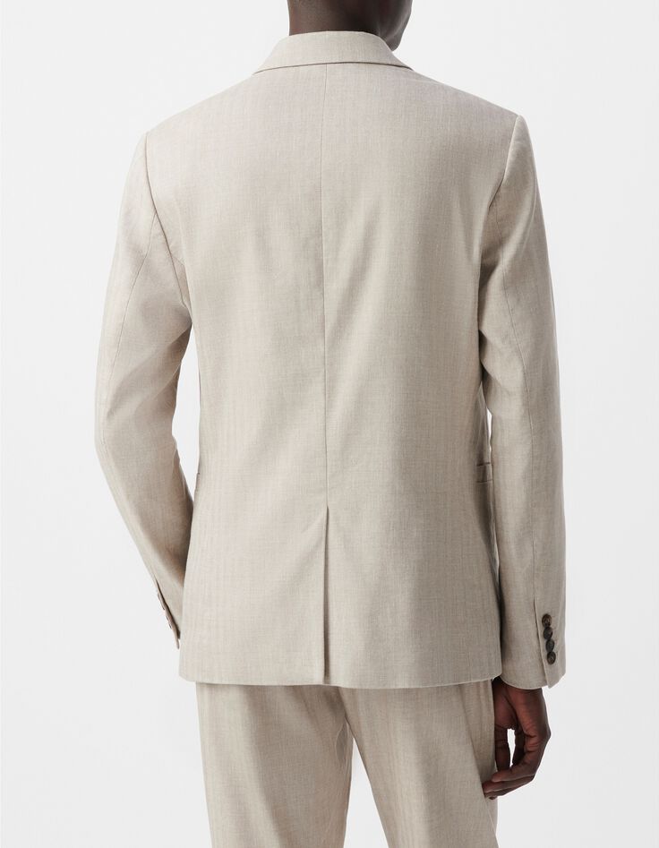 Men&rsquo;s beige linen blend suit jacket-3