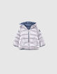 Doudoune réversible argent et Tencel® bleu bébé fille-1