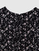 Girls&rsquo; black flower print ruffled blouse-4