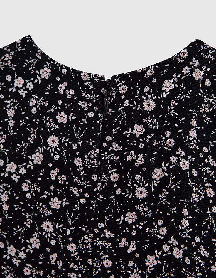 Girls&rsquo; black flower print ruffled blouse-4
