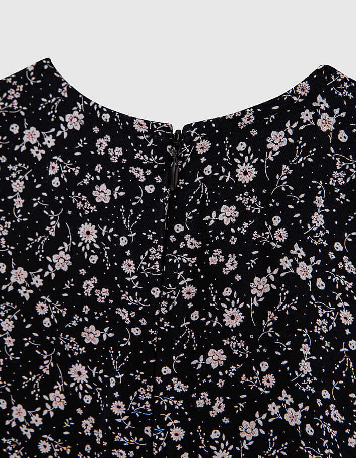 Zwarte blouse bloemenprint volants meisjes - IKKS