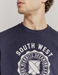 Marineblaues Herren-Sweatshirt, Wappen, Campus-Optik, Bio-3