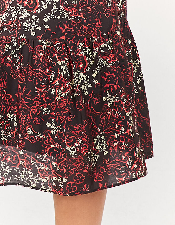 Falda midi floral volante mujer
