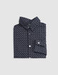Chemise noire tissu Liberty motif fleurs garçon-6