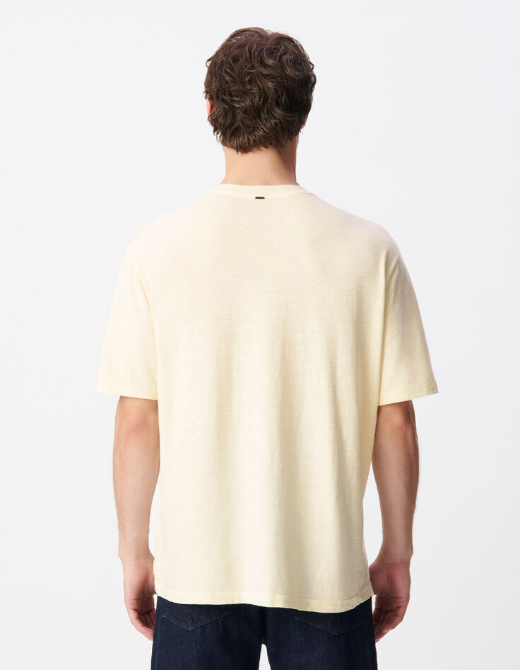 Beiges T-Shirt Bio-Baumwolle mit Tasche-3