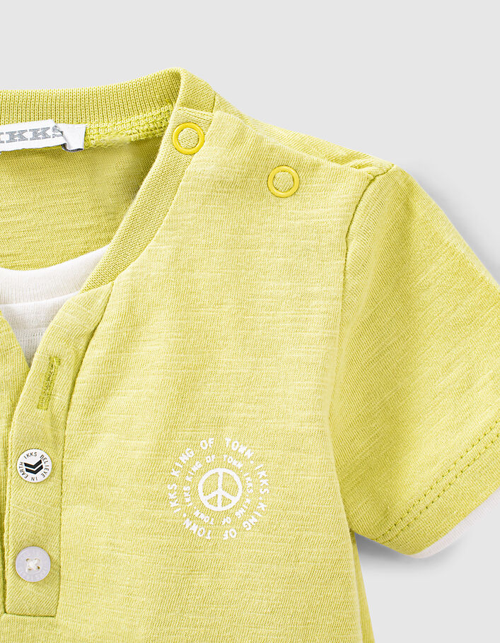 T-shirt yuzu-geel trompe-l'œil effect babyjongens  - IKKS