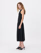 Women&rsquo;s flowing black dress with draped bodice-3