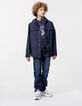 Blaue Jungenwindjacke mit Kapuze, Nylon, faux-uni-3