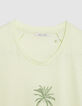Groen visueel T-shirt met palmbomen en glitterboodschap voor Dames-6
