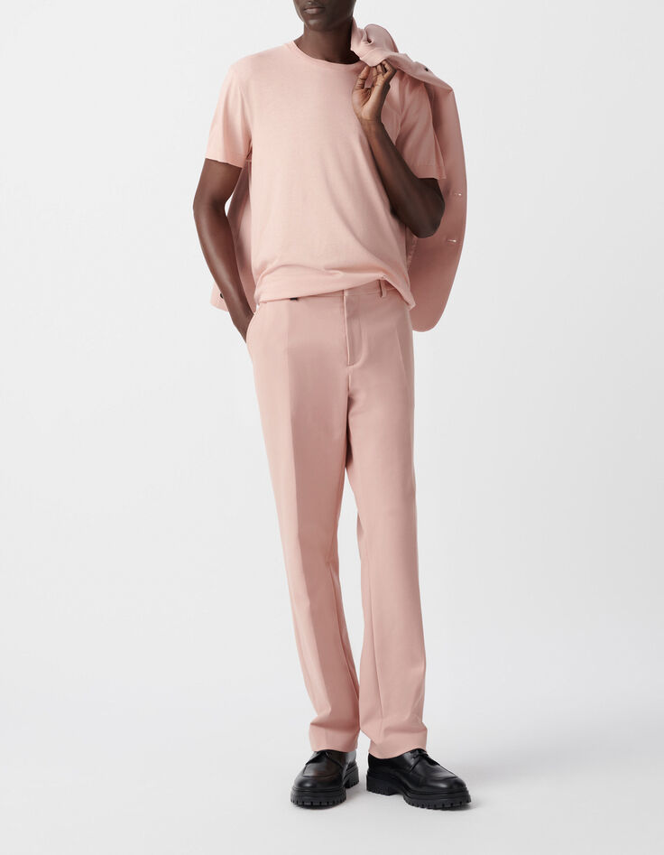 Herren-T-Shirt, rosa, Baumwollmodal, Rundhalsausschnitt-5