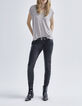 Women’s grey marl lurex T-shirt with studded shoulders-6